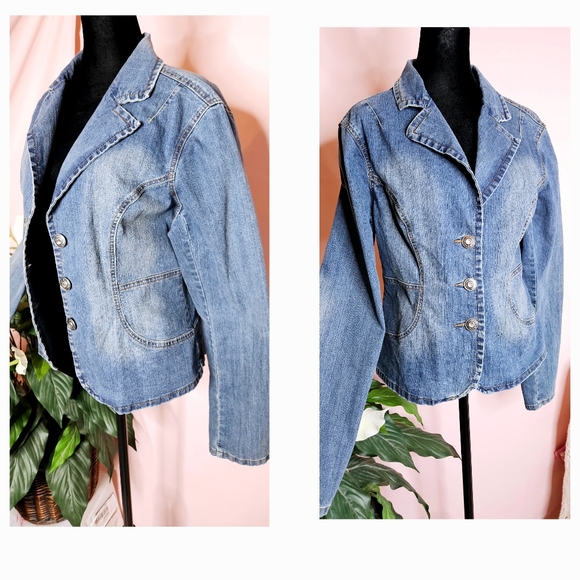 YMI Blue Jeans Jacket Bleached size XL - Picture 5 of 16